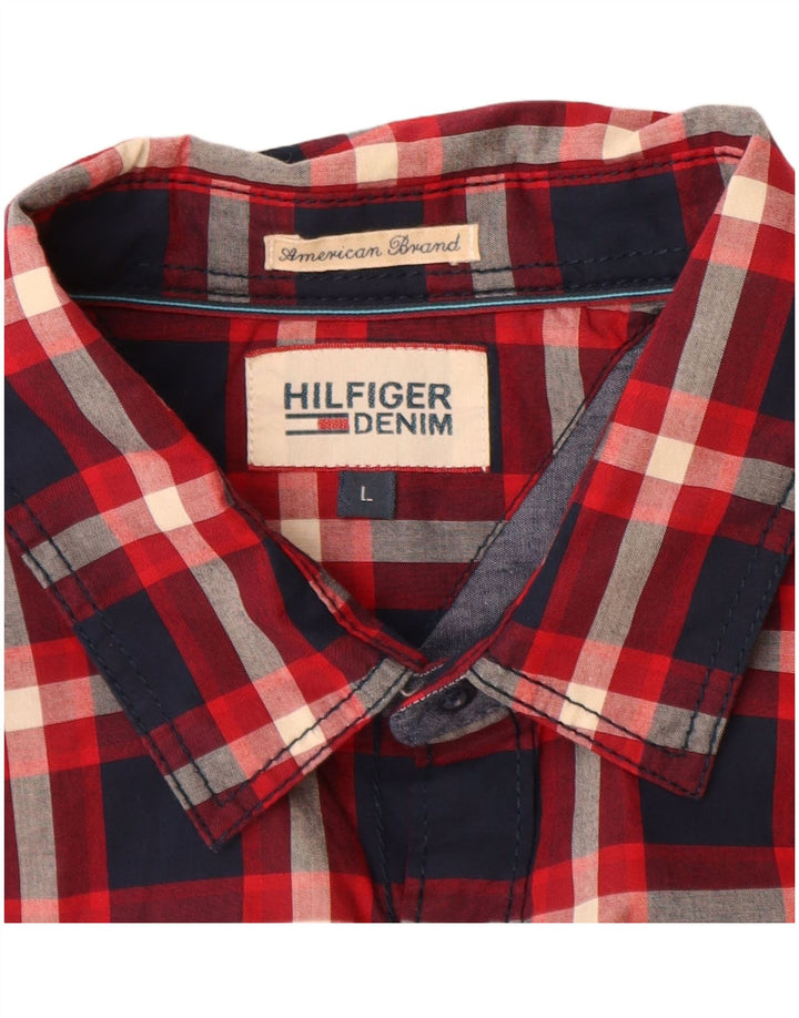 Camisa Tommy Hilfiger para hombre grande a cuadros azul marino