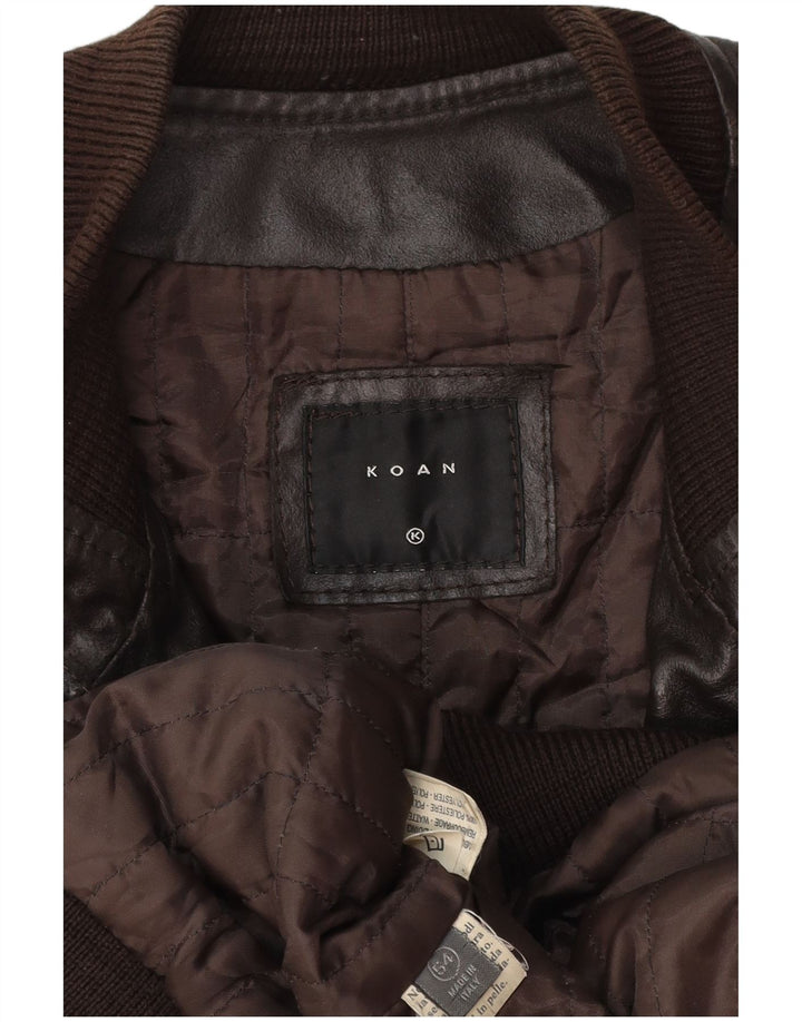 Koan Chaqueta Bomber De Cuero Para Hombre IT 54 2XL Cuero Marrón