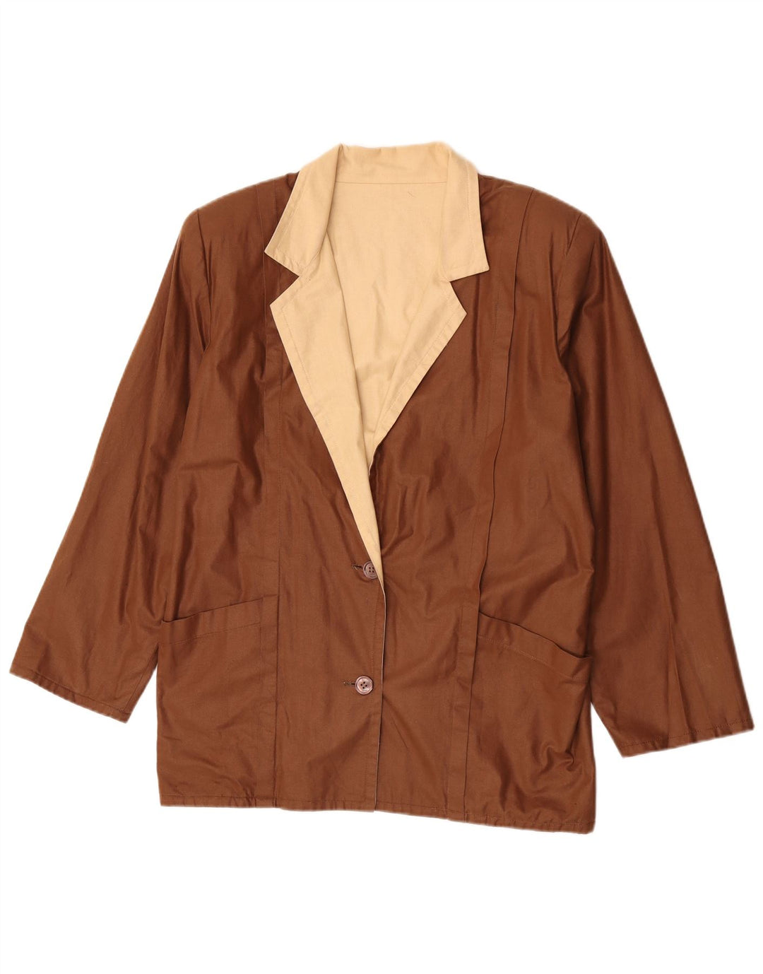 Vintage mujer 2 botones Blazer chaqueta Reino Unido 16 grande marrón colorblock
