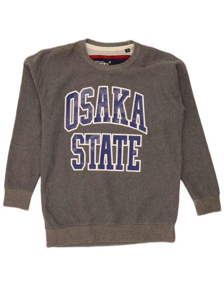SUPERDRY Mens Osaka State Graphic Sweatshirt Jumper Medium Grey Cotton