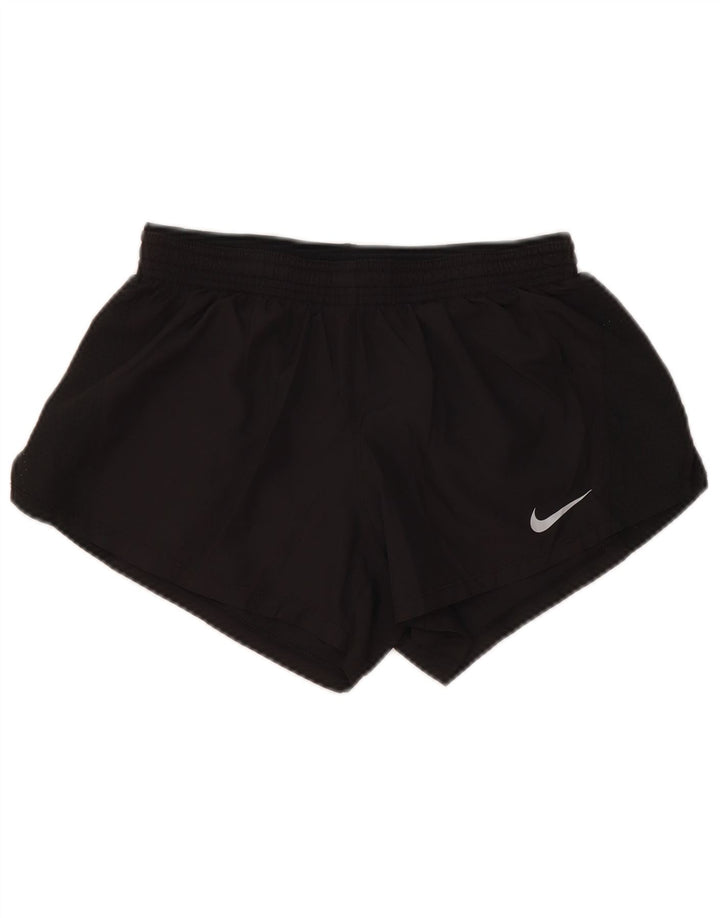 Nike - Pantalones cortos deportivos Dri Fit para mujer, talla 10, poliéster negro pequeño