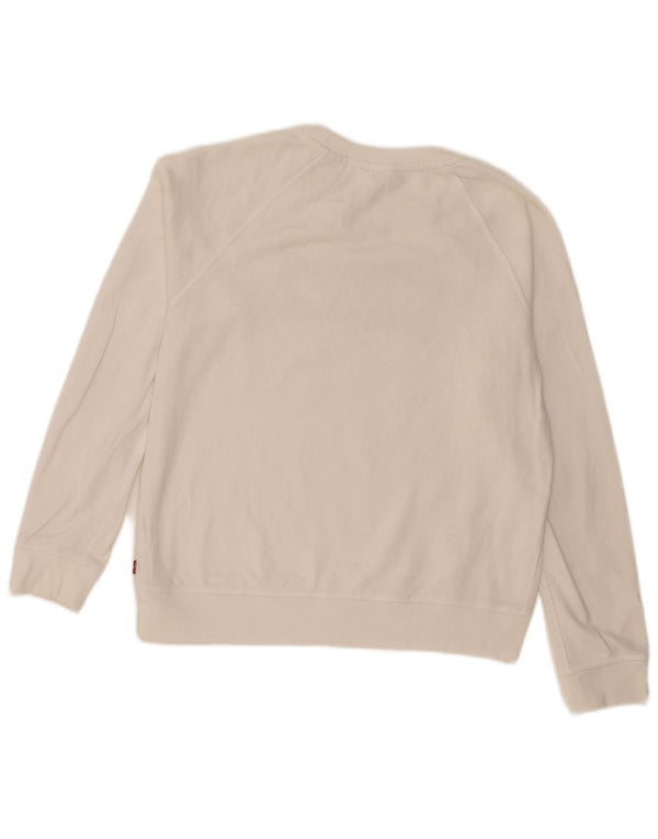 Levi's Sudadera extragrande con gráfico para mujer, talla 10, color blanco