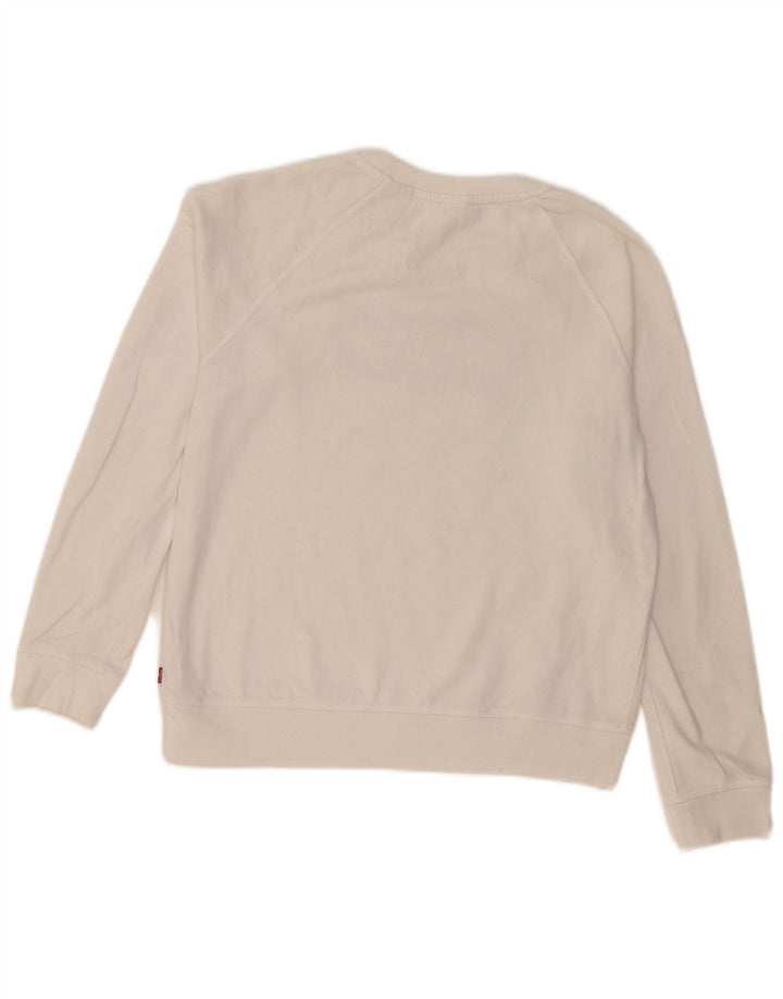Levi's Sudadera extragrande con gráfico para mujer, talla 10, color blanco
