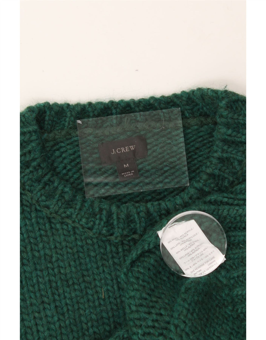 J. CREW Jersey de cuello redondo para hombre de lana verde medio