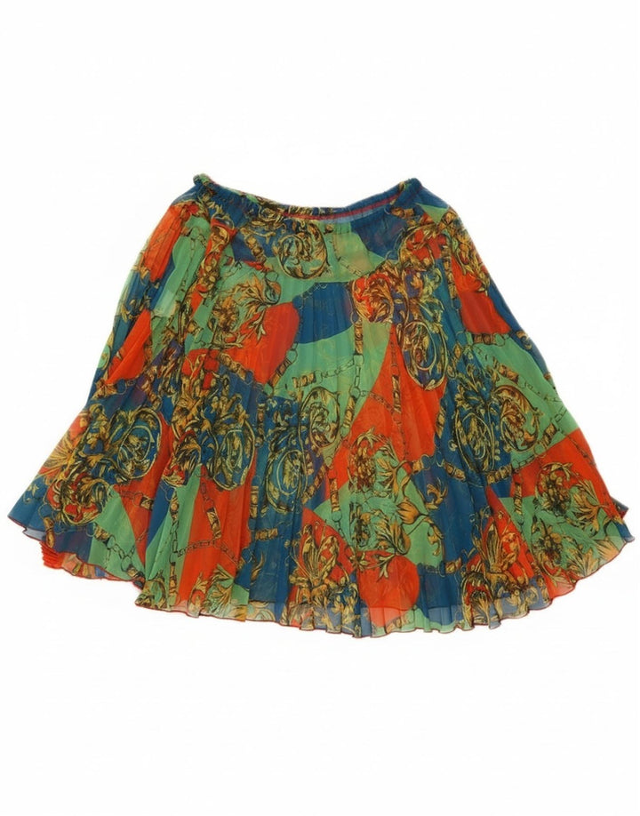 Vintage mujer A-Line falda W25 XS poliéster floral multicolor