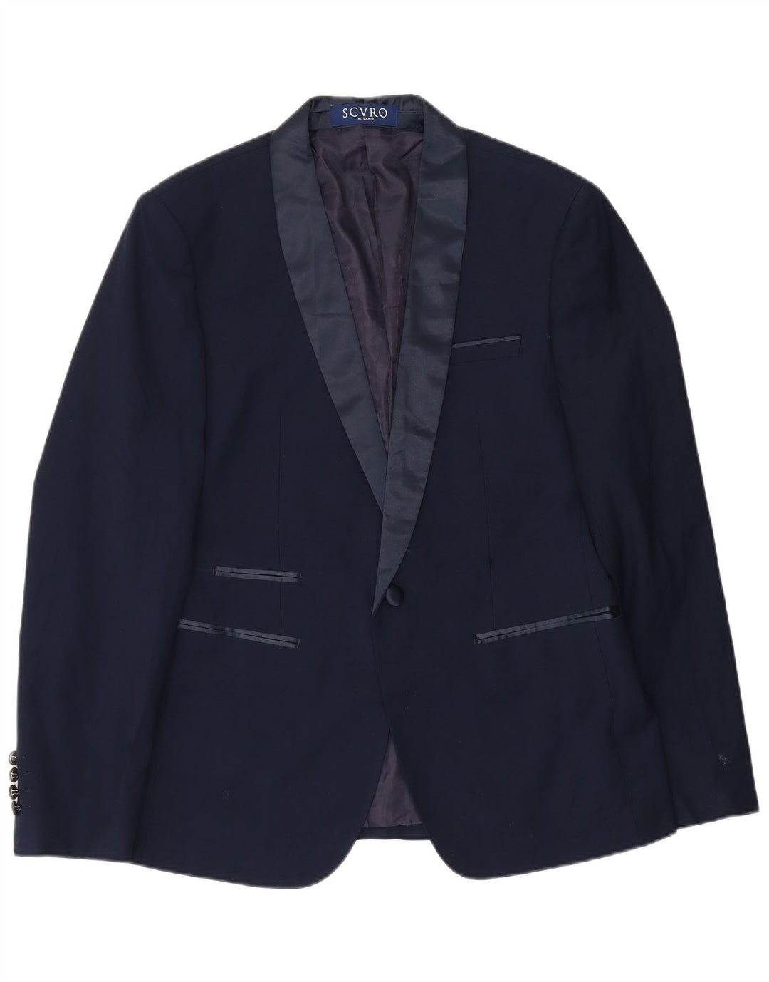 Vintage Hombre 1 Botón Blazer Chaqueta IT 52 XL Poliéster Azul Marino