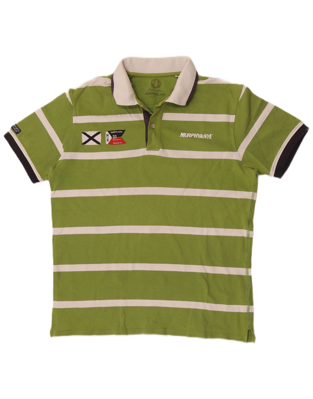Murphy & Nye - Polo de rugby para hombre, talla grande, color verde a rayas