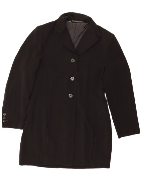 Marks & Spencer Chaqueta Blazer Larga para Mujer Petite UK 42 Mediano Negro