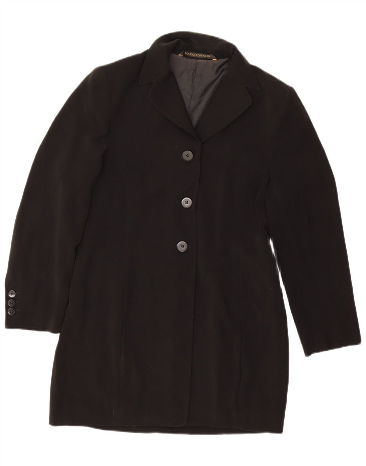 Marks & Spencer Chaqueta Blazer Larga para Mujer Petite UK 42 Mediano Negro