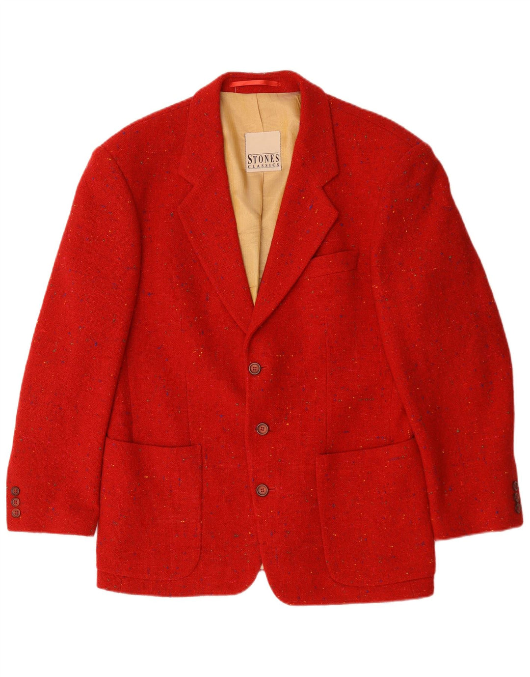 Vintage hombres 3 botones Blazer chaqueta Reino Unido 40 grande rojo moteado