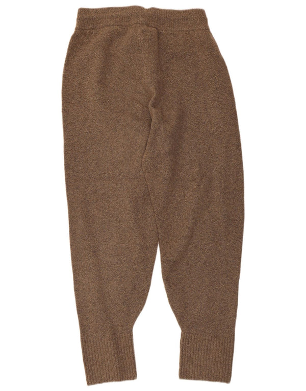 Zara Mujer Pantalones De Chándal De Punto Joggers UK 42 Marrón Medio Moteado