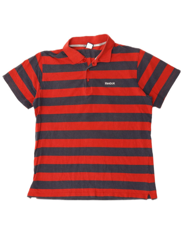 Polo Reebok Hombre Grande De Algodón A Rayas Rojas