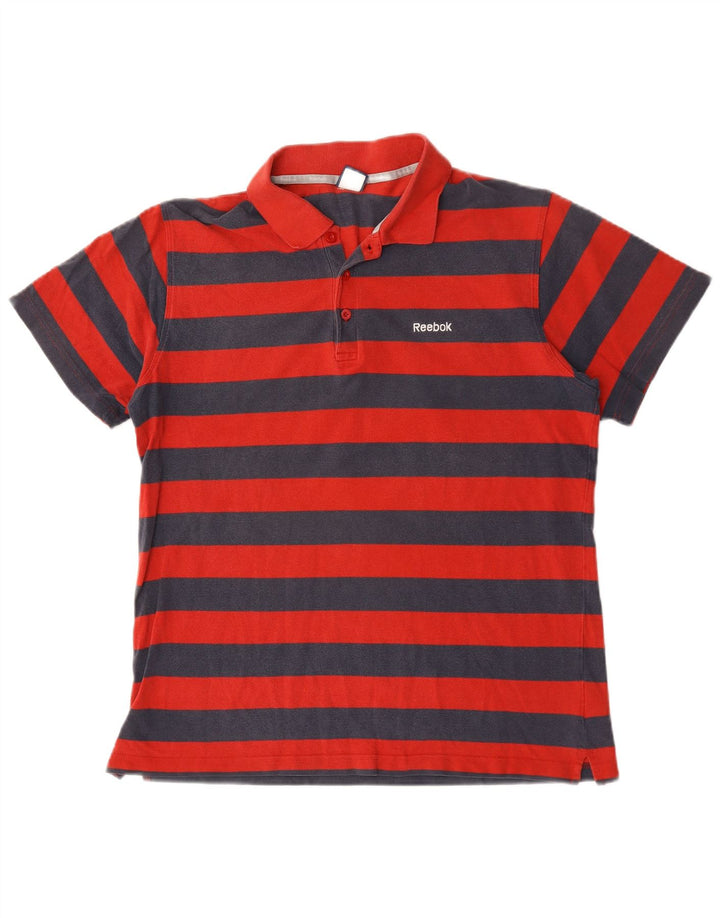 Polo Reebok Hombre Grande De Algodón A Rayas Rojas