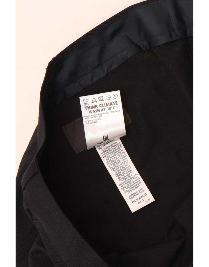 Marks & Spencer Pantalón de traje recto regular para hombre W42 L29 Azul marino