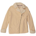 ROXY Chaqueta tipo chándal Sherpa para mujer UK 10 Small Off White Cotton