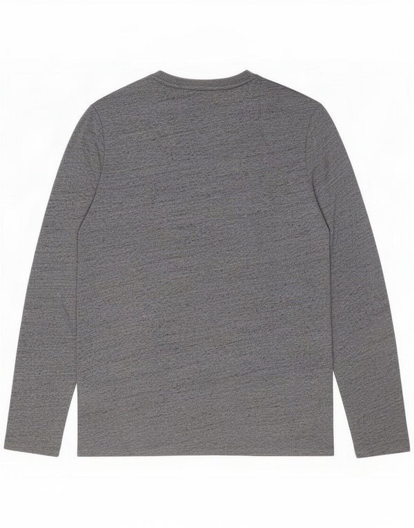 Superdry Top gráfico de manga larga de algodón moteado en azul marino medio