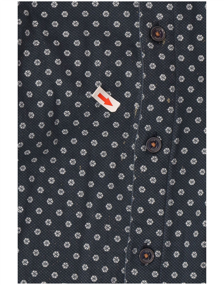 Ted Baker Camisa para hombre Talla 3 Mediana Azul marino Algodón floral