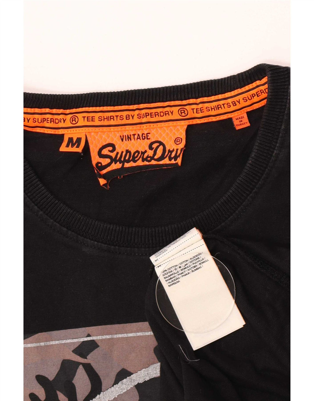 Superdry Camiseta con gráfico gráfico para hombre, parte superior mediana de algodón negro