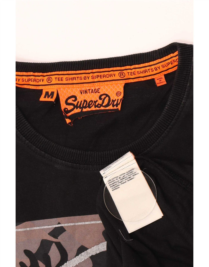 Superdry Camiseta con gráfico gráfico para hombre, parte superior mediana de algodón negro