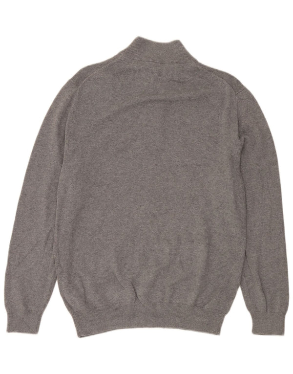 Crew Clothing Suéter tipo jersey con cuello y cremallera para hombre Algodón moteado gris grande