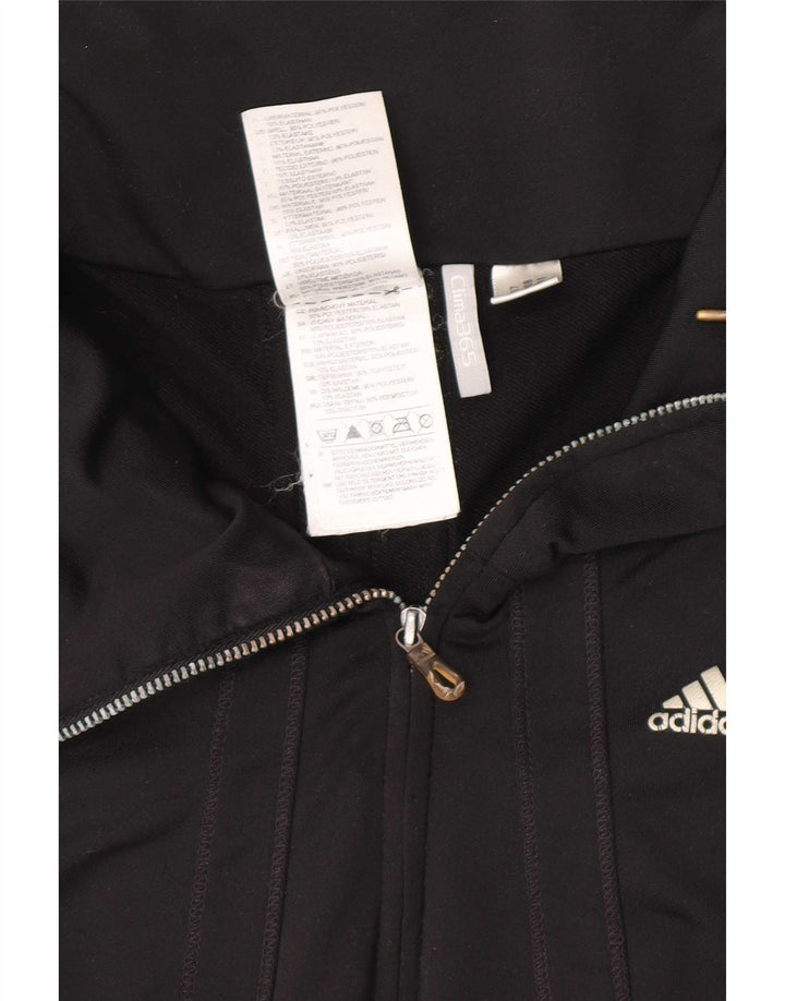 Adidas Mujer Clima 365 Chándal Top Chaqueta UK 14 Mediano Negro Poliéster