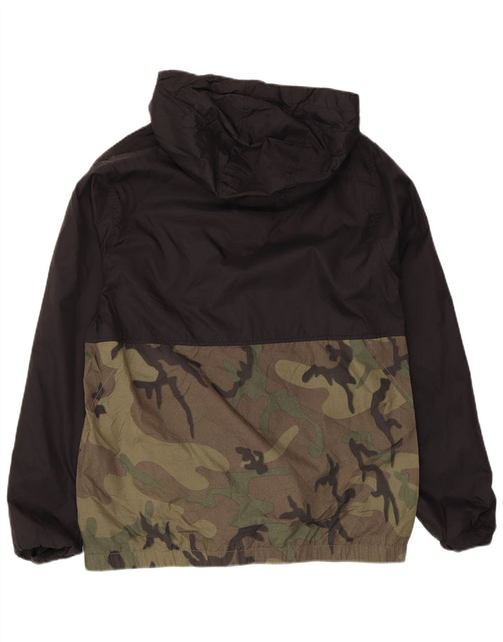 Volcom Chaqueta impermeable con capucha para hombre UK 36 Small Black Camuflaje Nylon