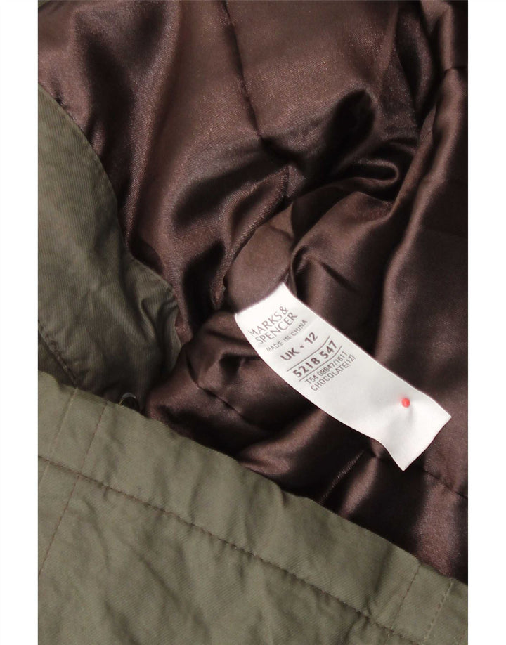 Marks & Spencer Chaqueta Parka con Capucha para Mujer UK 12 Medium Khaki Cotton