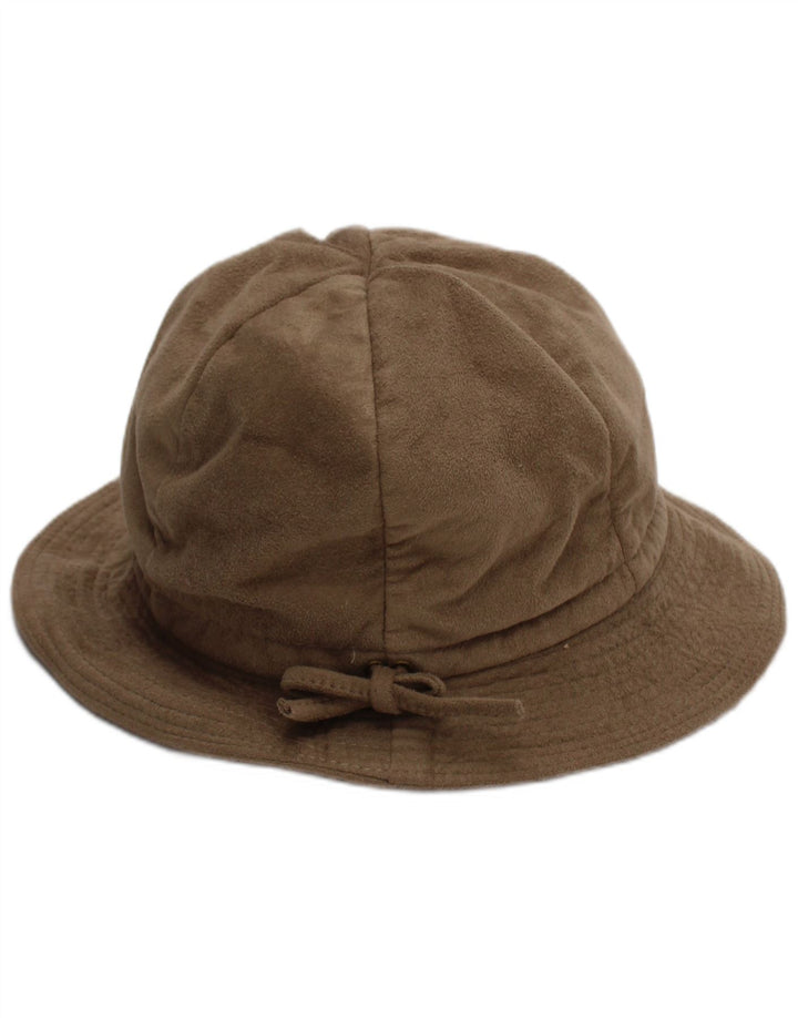 Sombrero de cubo de gamuza sintética vintage para mujer Talla única Poliéster beige