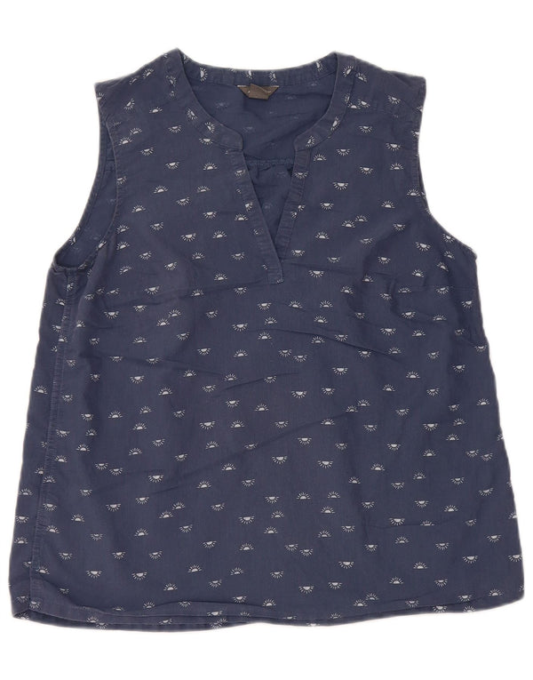 EDDIE BAUER Blusa sin mangas para mujer UK 10 Small Azul marino manchado