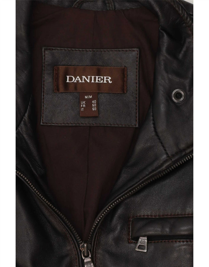 Danier Chaqueta de cuero para hombre UK 40 Large Black