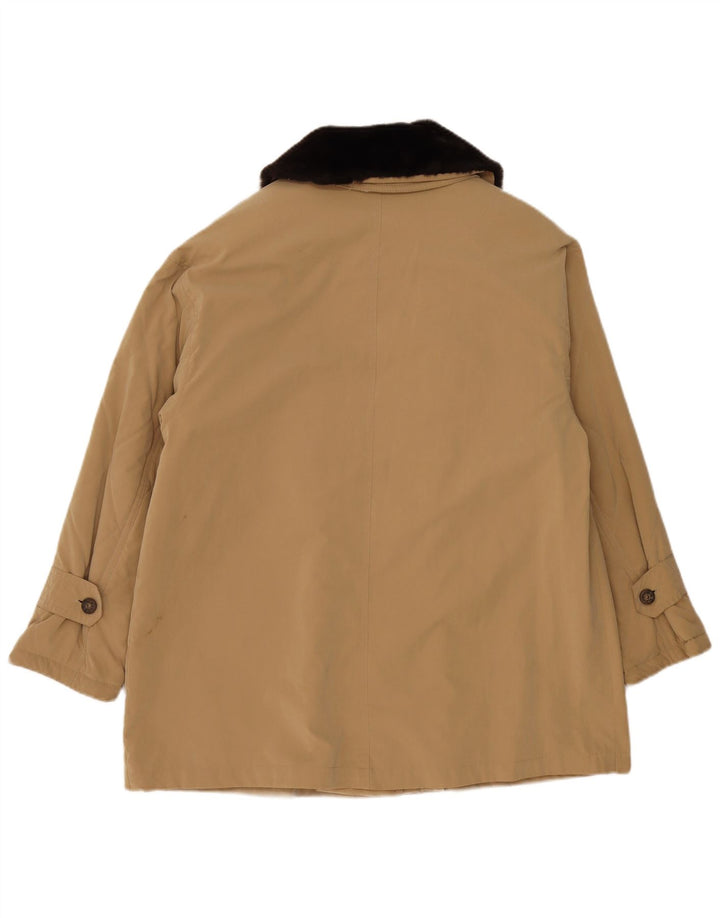 Vintage mujer chaqueta utilitaria de gran tamaño uk 18 XL poliéster beige