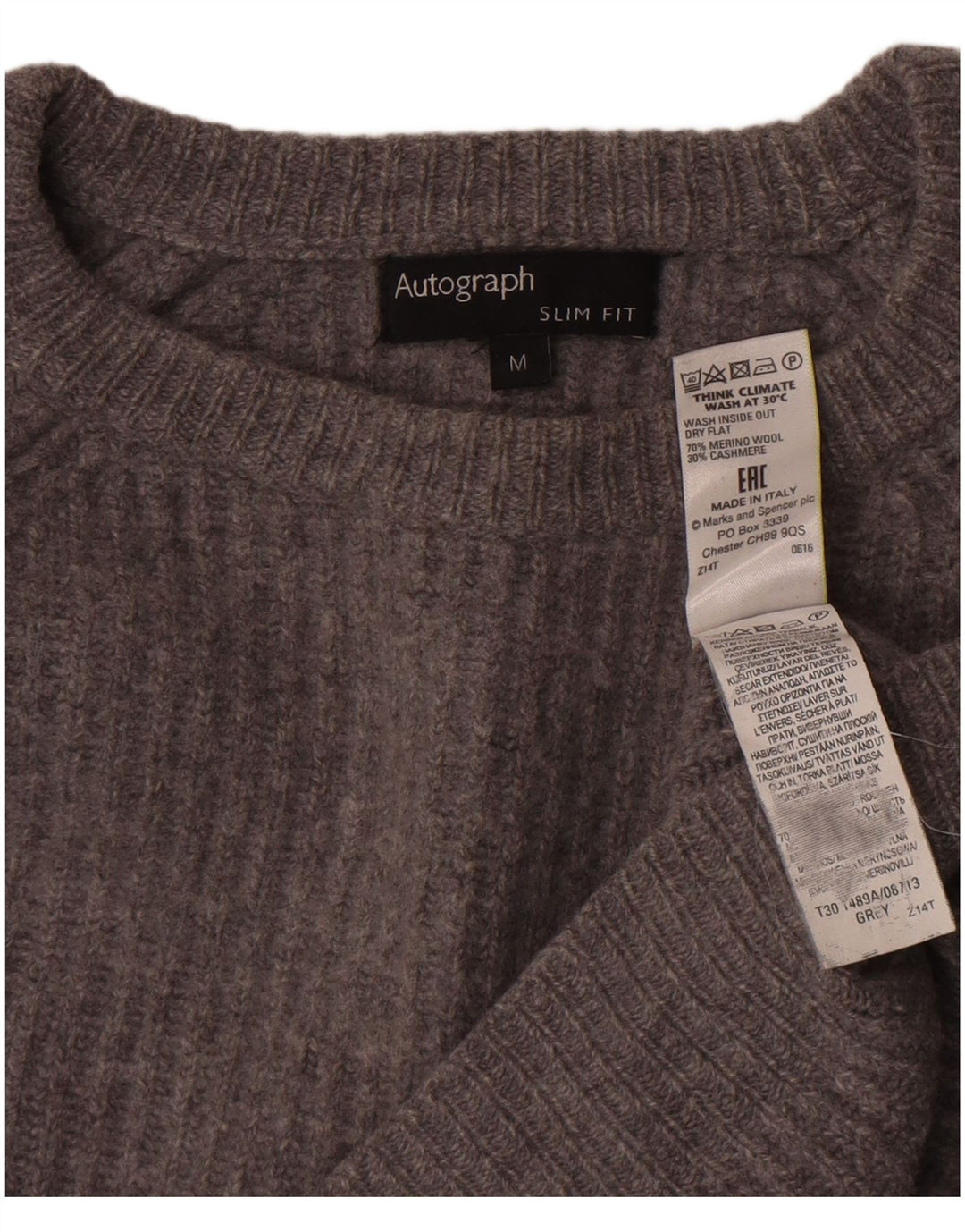 Marks & Spencer Suéter Corto con Cuello Barco para Mujer UK 44 Gris Medio