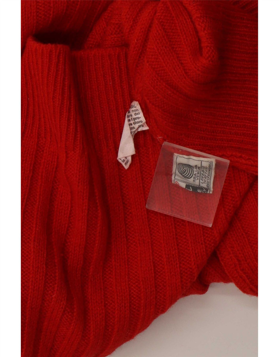 Vintage mujer rollo cuello jersey suéter Reino Unido 12 lana roja mediana