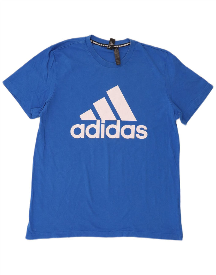 Adidas - Camiseta gráfica para hombre, talla grande, algodón azul