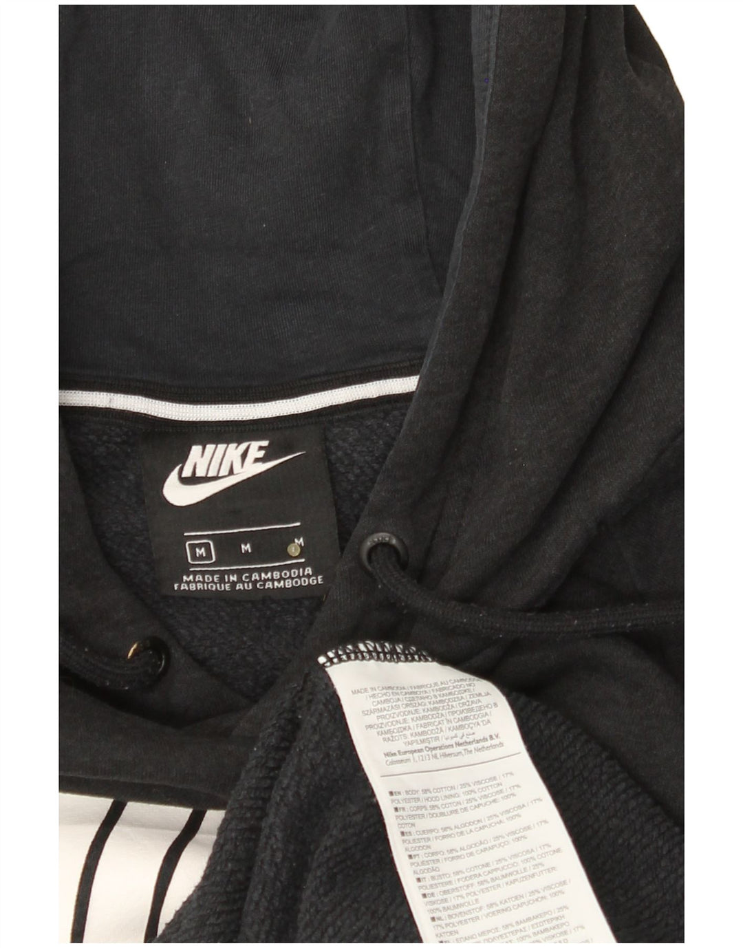 NIKE Sudadera con capucha gráfica para hombre, jersey de algodón negro mediano