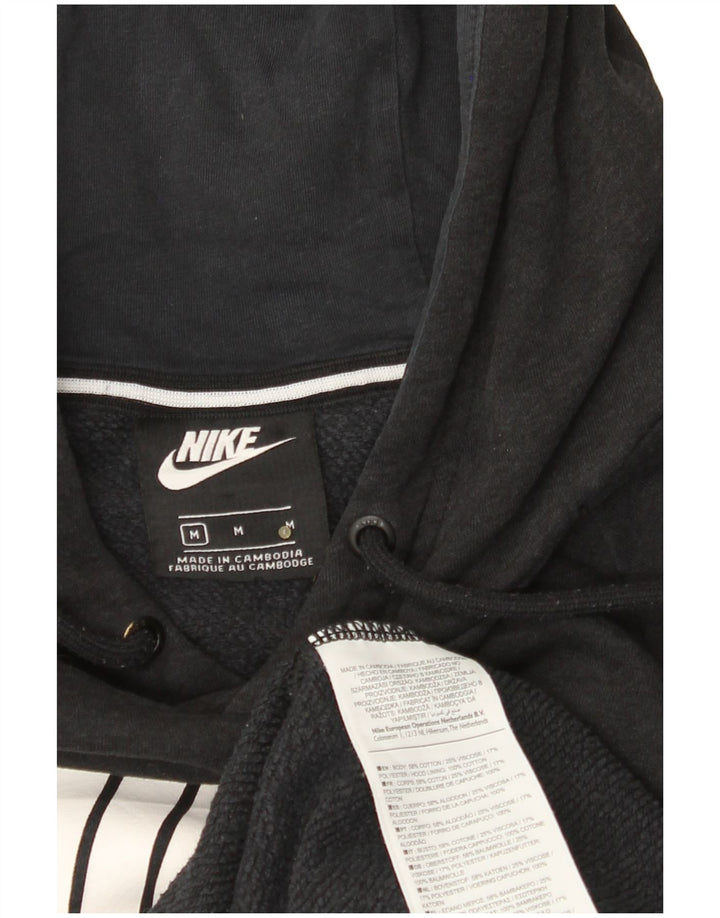 NIKE Sudadera con capucha gráfica para hombre, jersey de algodón negro mediano