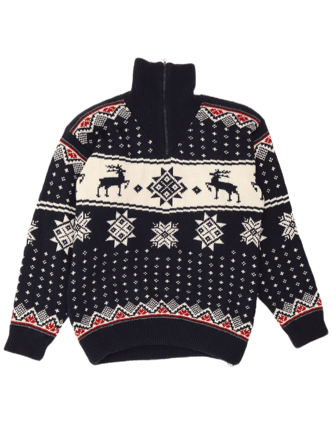 F.LLI Campagnolo - Jersey para hombre con cuello y cremallera, color azul marino mediano, Navidad