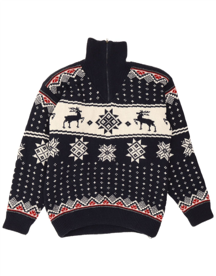 F.LLI Campagnolo - Jersey para hombre con cuello y cremallera, color azul marino mediano, Navidad