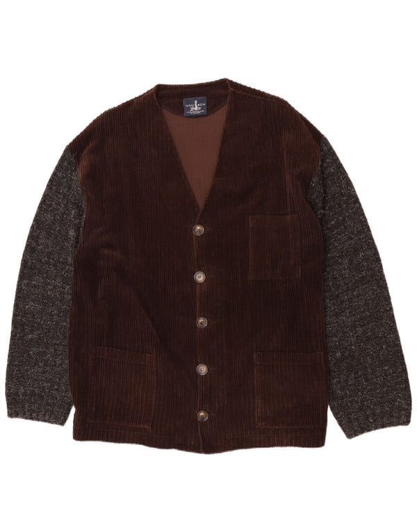 NANI BON Chaqueta de pana para hombre UK 52 XL Algodón color block marrón