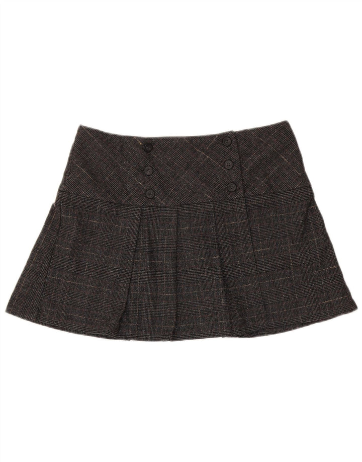 Minifalda Mujer Benetton IT 44 Medium W34 Lana Virgen De Pata De Gallo Gris