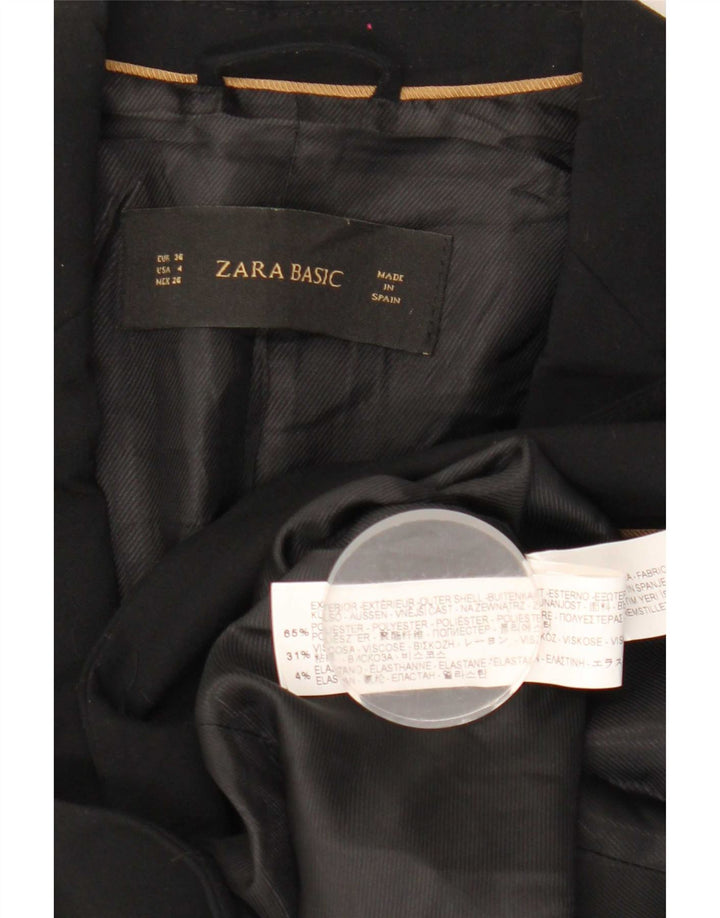 Zara Mujer Chaqueta Blazer De 1 Botón EU 36 XS Negro Poliéster