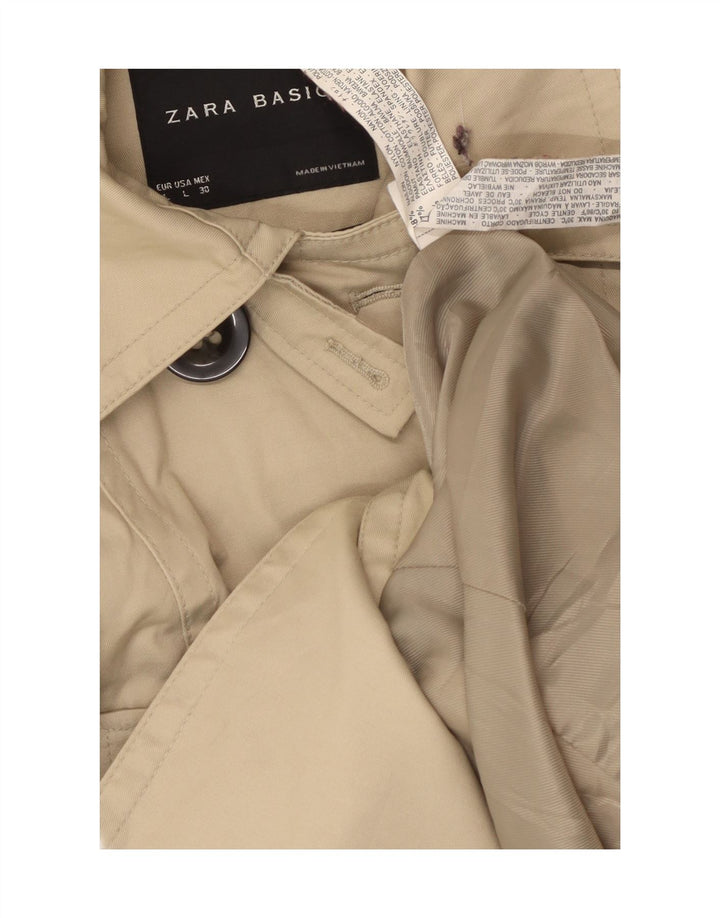 Zara Mujer Gabardina UK 44 Grande Nylon Beige