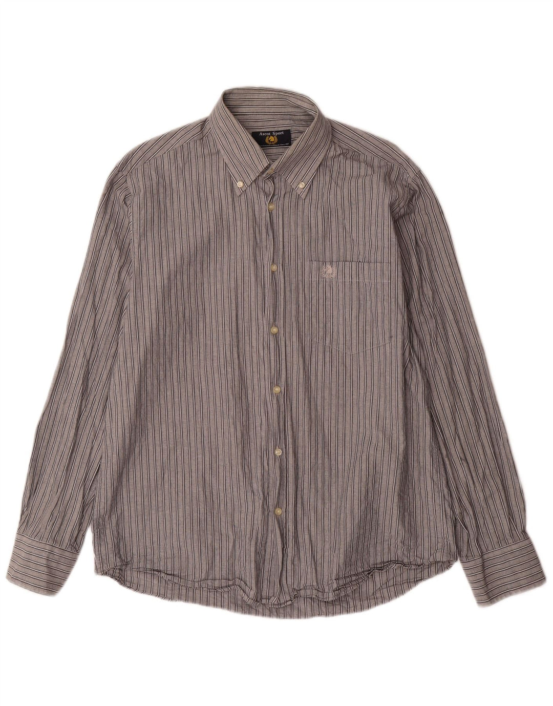 ASCOT SPORTS Camisa para hombre grande de algodón a rayas grises