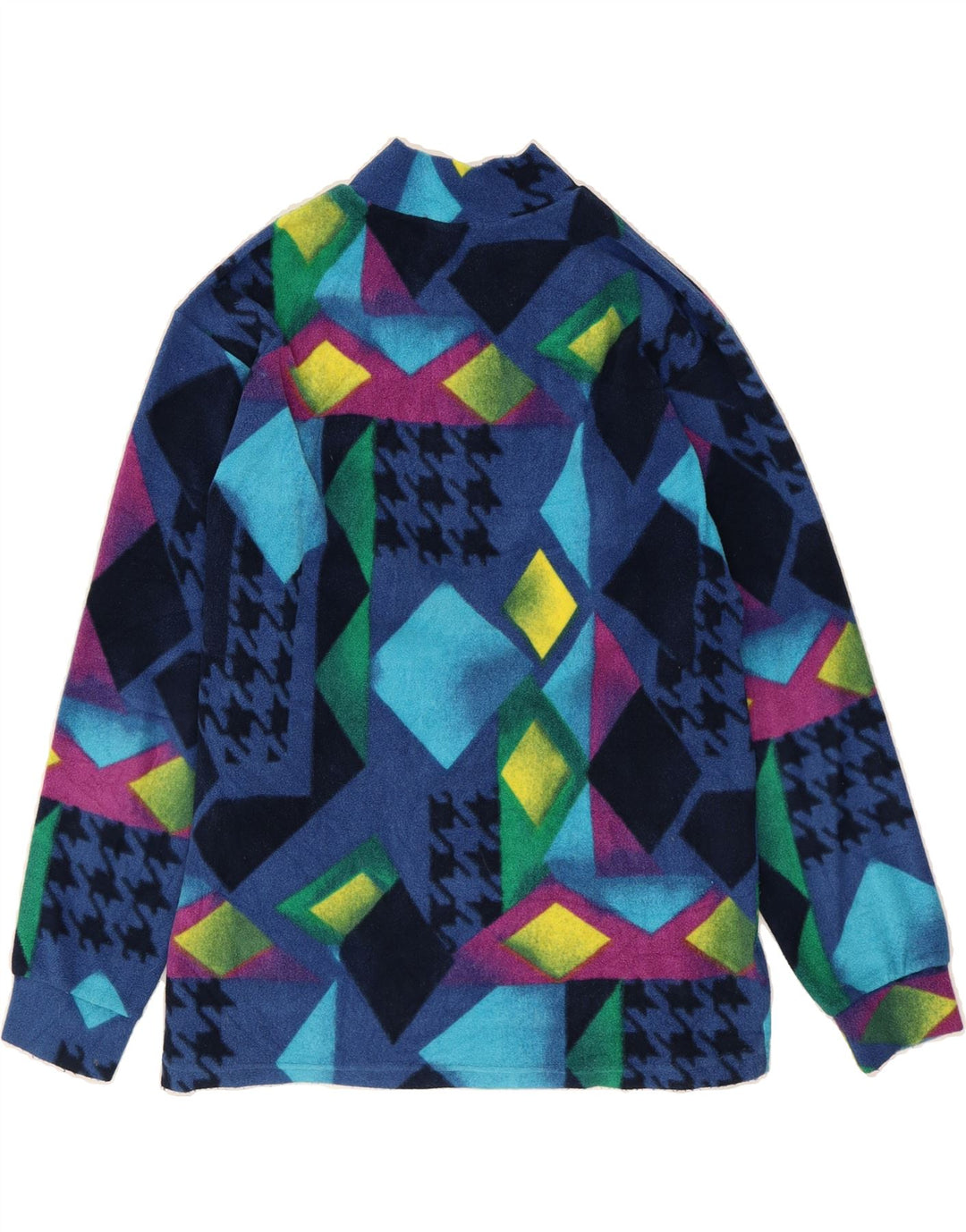 FILA Mens Zip Neck Fleece Jumper IT 48 Small Blue Geometric Polyester Vintage Fila and Second-Hand Fila from Messina Hembry 