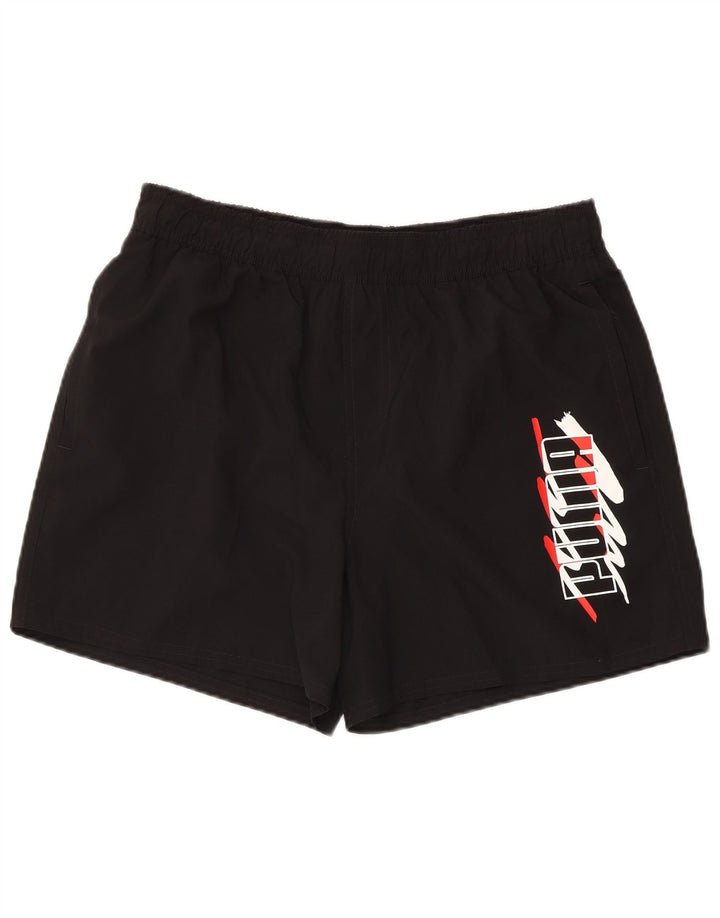 Puma Pantalones cortos deportivos con gráficos para hombre, talla grande, negro