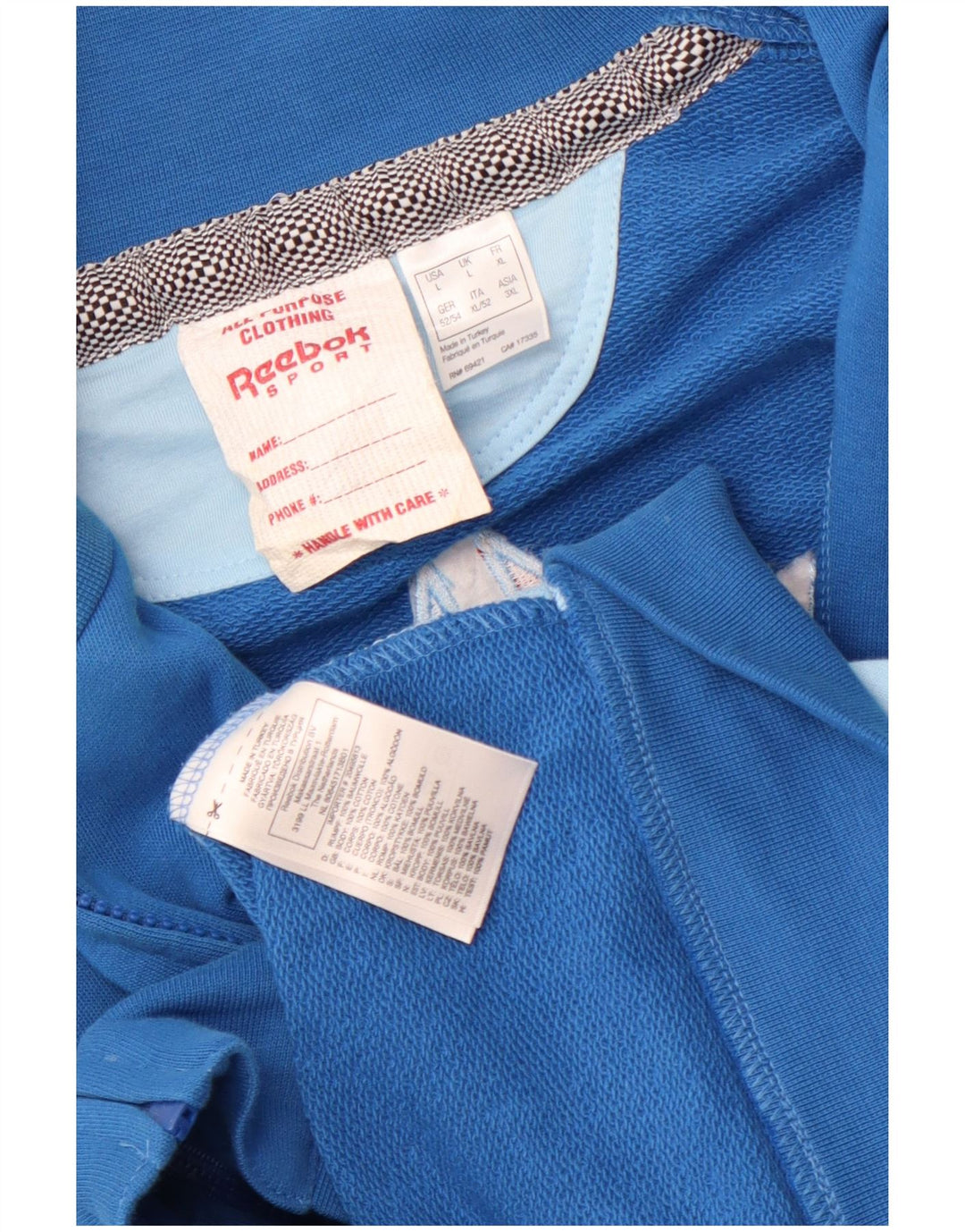 Reebok - Chaqueta de chándal con gráfico para hombre, talla grande, algodón azul color block