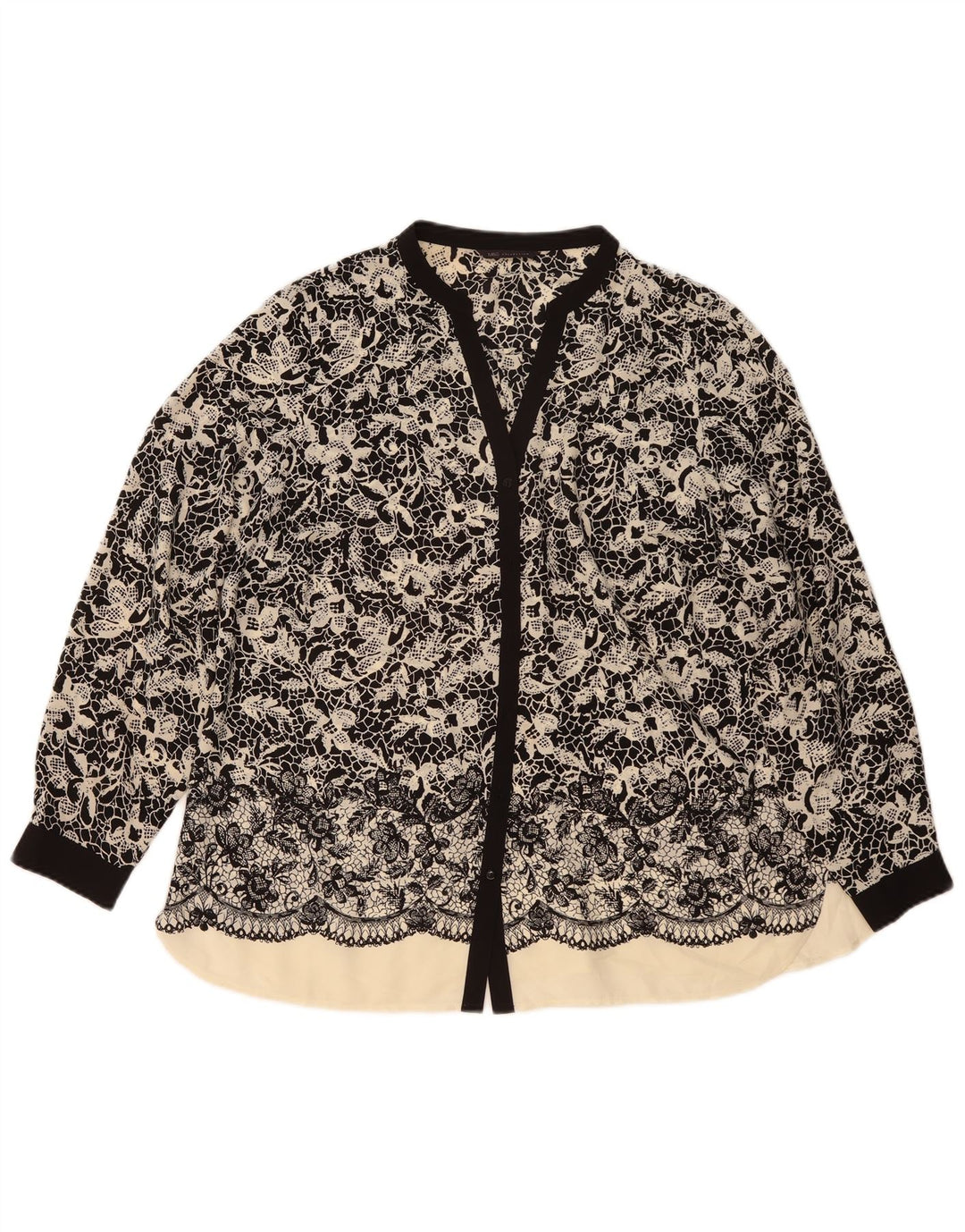 Marks & Spencer Blusa para mujer UK 20 2XL Poliéster floral negro