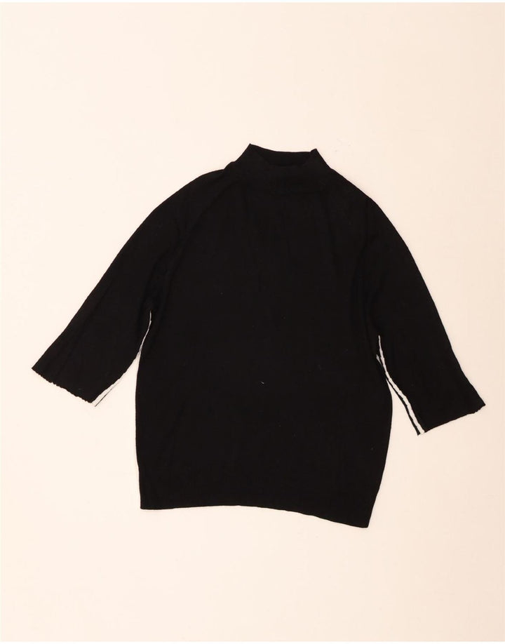 Zara Suéter tipo jersey con cuello alto y manga 3/4 para mujer UK 40 Medium Black