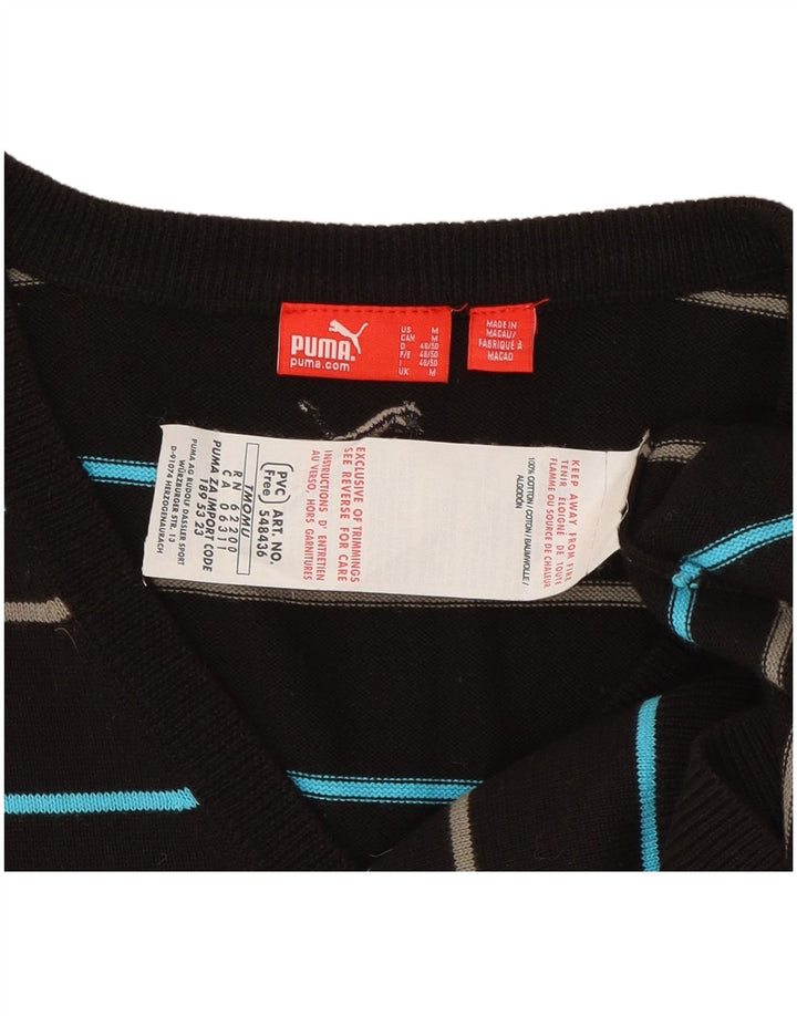 Camiseta sin mangas Puma para hombre de algodón a rayas negras medianas