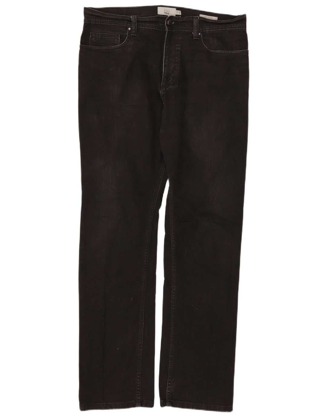 Marks & Spencer Vaqueros rectos regulares para hombre W34 L33 Algodón negro